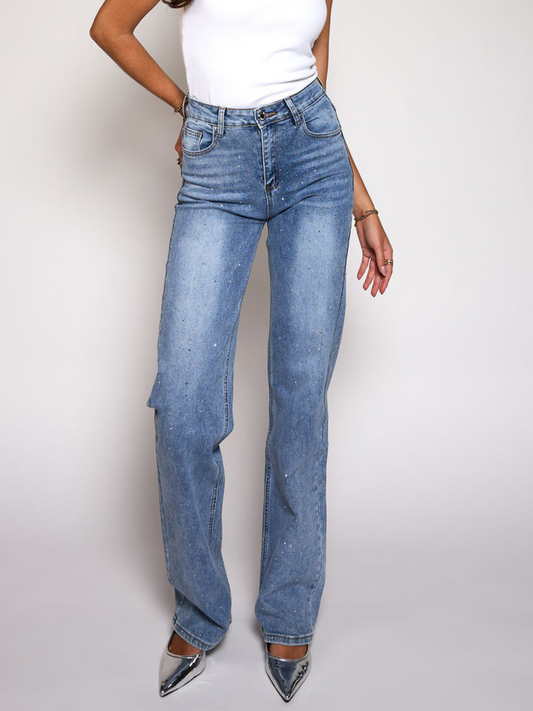 Diamond Wide Leg Jeans | Blue | Stretch | Tall