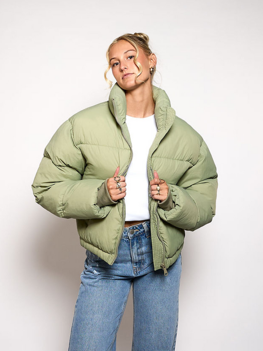 Mara Cropped Puffer Jack | Groen | Tall