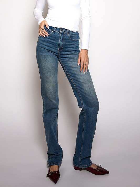 Lizza Straight Leg Jeans | Ocean blue | Stretch | Tall
