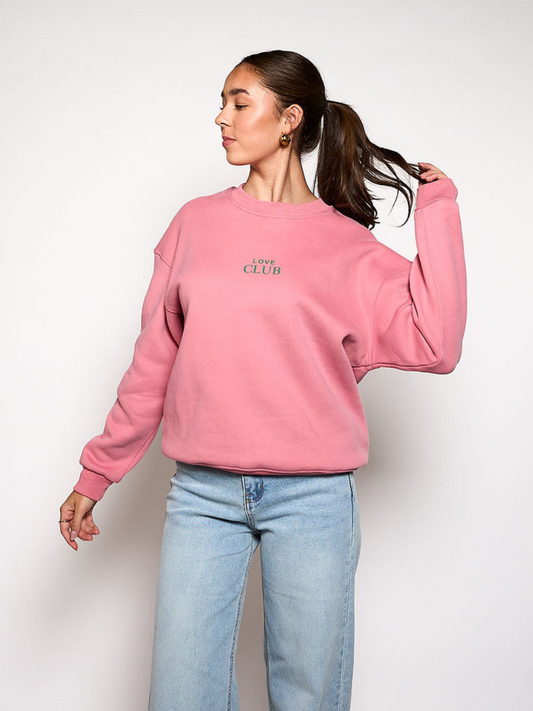Love Club Sweater | Pink with green | Tall