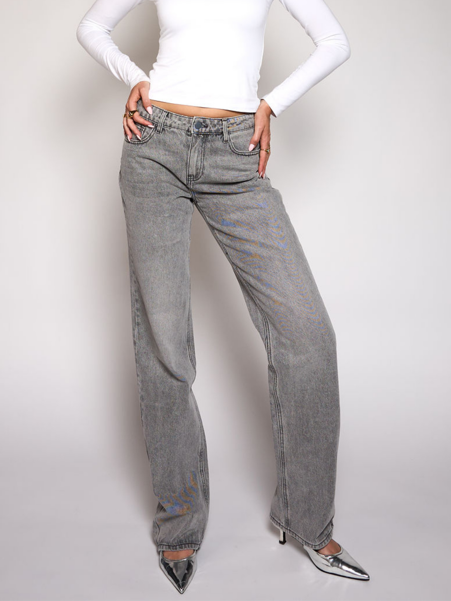 Lola Low/Mid Waist Jeans| Grey | Tall
