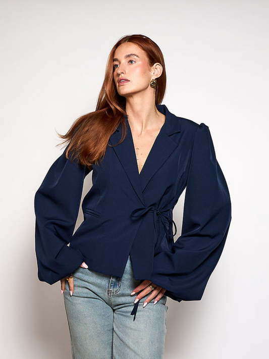 Mara wikkel blazer | Pofmouw | Navy