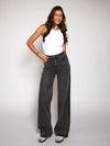 Sassy | Super Wide Leg Jeans | Diamond stripes | Stretch | Washed black | Tall