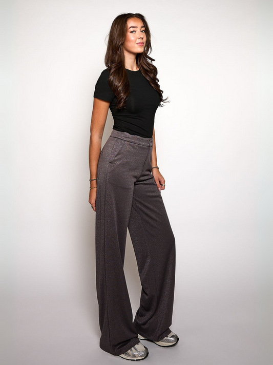 Nova Glitter Pantalon | Donker grijs | Tall
