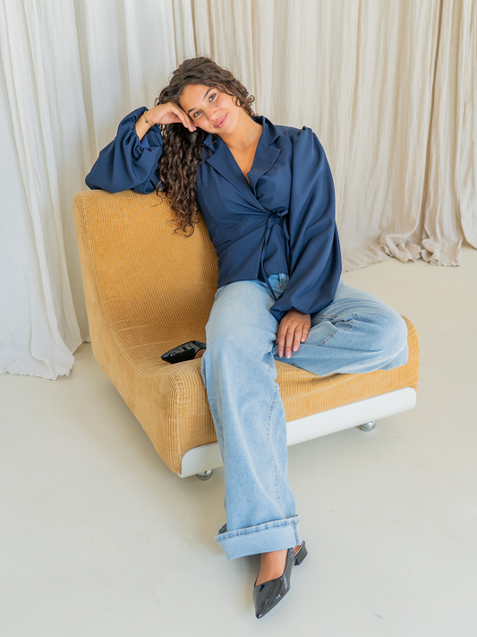 Mara wikkel blazer | Pofmouw | Navy