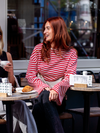Nine Tee | Wijd uitlopende mouw | Gestreept wit rood | Tall