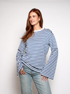 Nine Tee | Wijd uitlopende mouw | Gestreept wit blauw | Tall