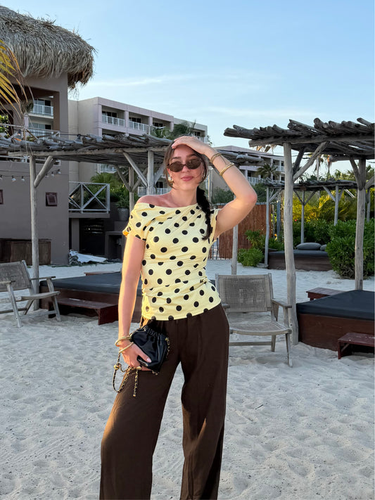 Amber Polkadot top | Geel zwart | Tall