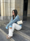 Vive Vest | Blauw Bruin gestreept | Tall