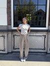 Ella | Wide leg pantalon met plooien | Taupe | Tall