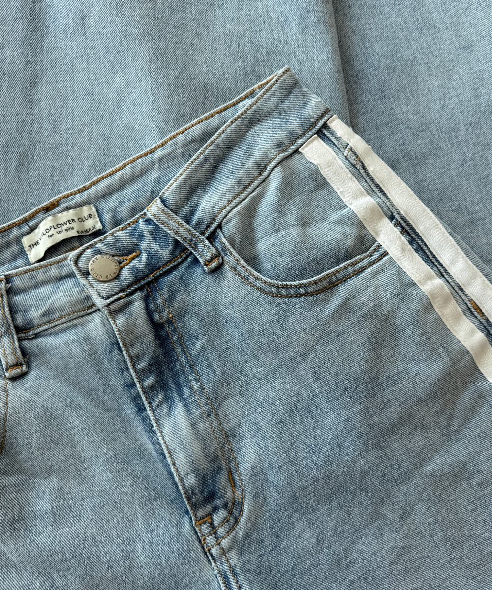 Fay Mid Waist Jeans with stripes | Blue | Stretch | Tall