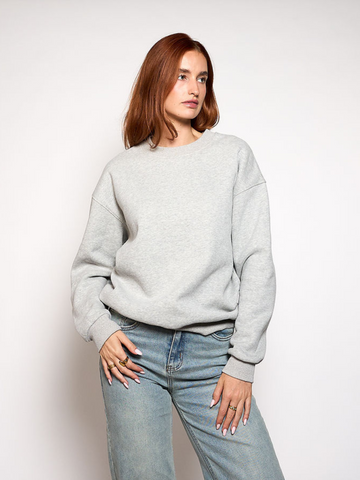 Sweater Wildflower | Grijs met groene opdruk | Tall