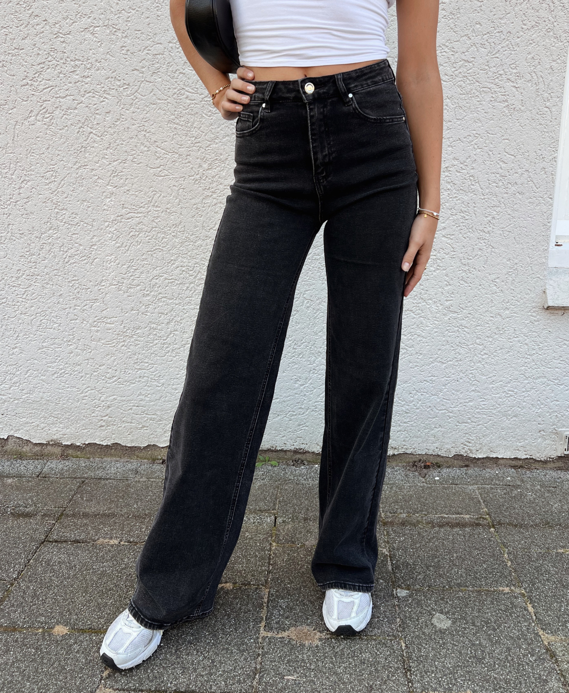 Sassy | Super Wide Leg Jeans | Stretch | Washed black | Tall