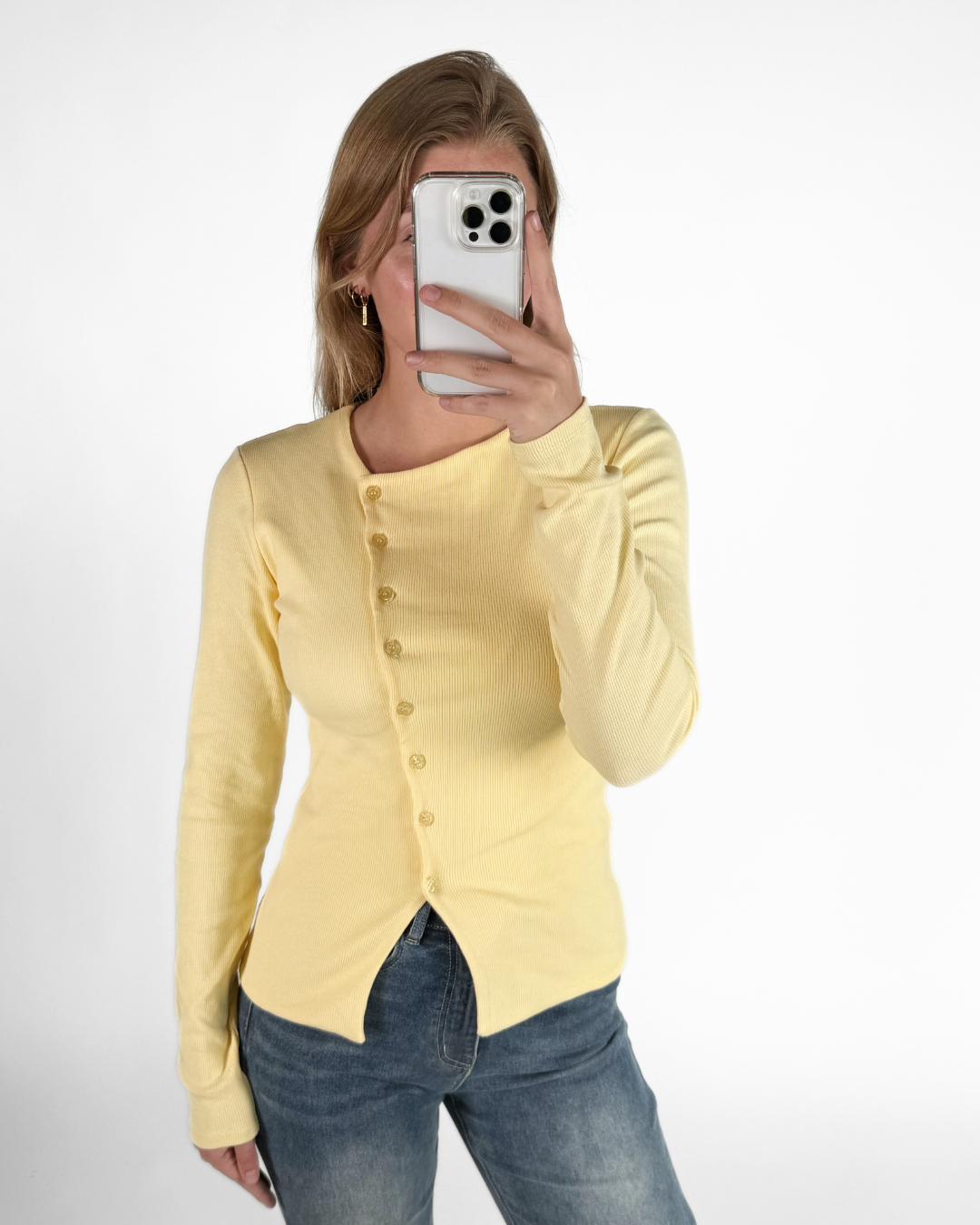 Nala top met knopen | Tall | Geel