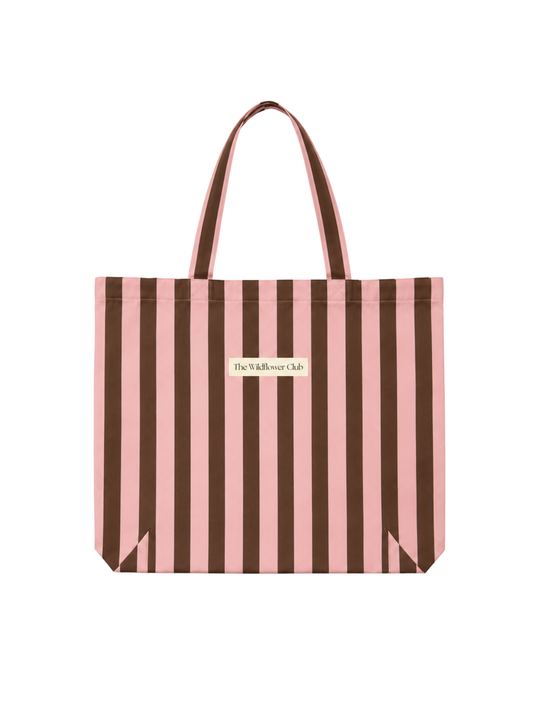 Canvas tas | Roze bruin gestreept | The Wildflower Club