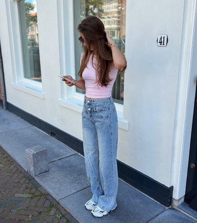 Olivia | Dubbele Wide Leg Jeans | Blue | Tall