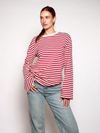 Nine Tee | Wijd uitlopende mouw | Gestreept wit rood | Tall