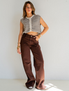 Elle | Super Wide Leg Jeans | Donkerbruin | Tall