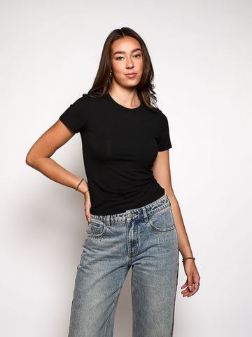 Lexie short sleeve top | Tall | Zwart
