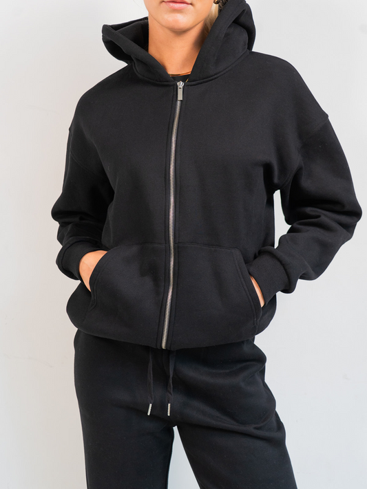 Khloé Zipper Hoodie | Zwart | Tall
