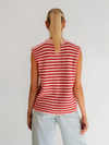 Lola Knitted Spencer met Knoopjes | Roze rood gestreept | Tall