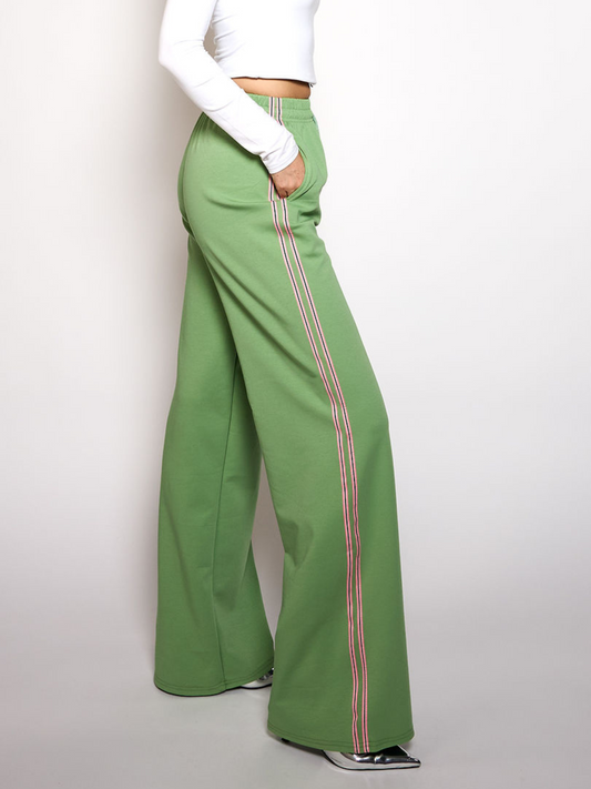 Izzy pants | Groen | Roze streep | Tall