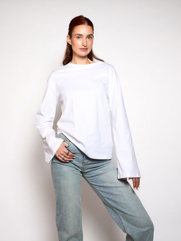 Nine Tee | wijd uitlopende mouw | Tall | Wit