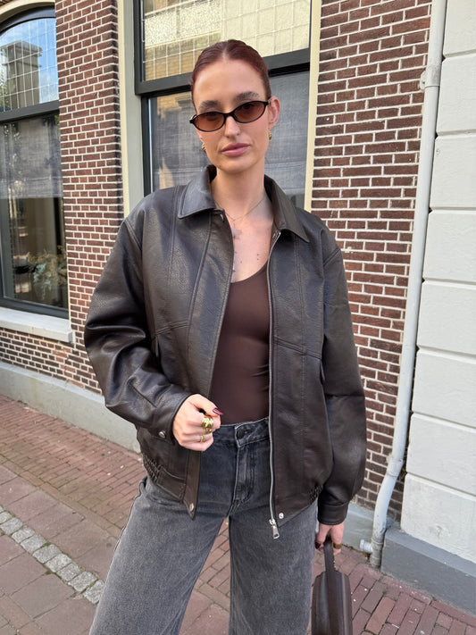 Loua oversized jacket | Donkerbruin | Tall