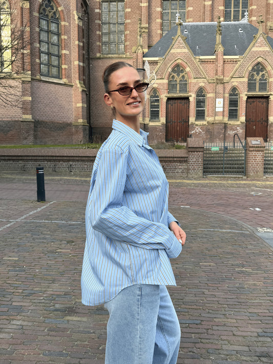 Noah blouse | Blauw gestreept | Tall