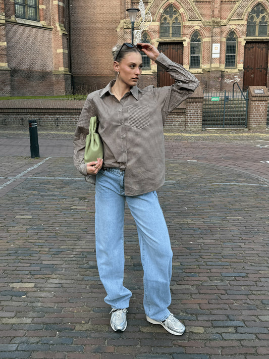 Noah blouse | Bruin geruit | Tall