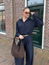 Jip | Wide leg pantalon met plooien | Navy | Tall