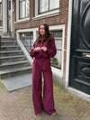 Jip | Wide leg pantalon met plooien | Bordeaux | Tall