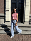 Lola Knitted Spencer with Buttons | Pink Red Striped | Tall