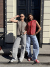 Lola Knitted Spencer met Knoopjes | Rood wit gestreept | Tall
