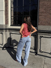 Lola Knitted Spencer met Knoopjes | Rood wit gestreept | Tall