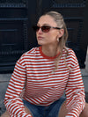 Nine Tee | Flared sleeve | Striped white orange | Tall
