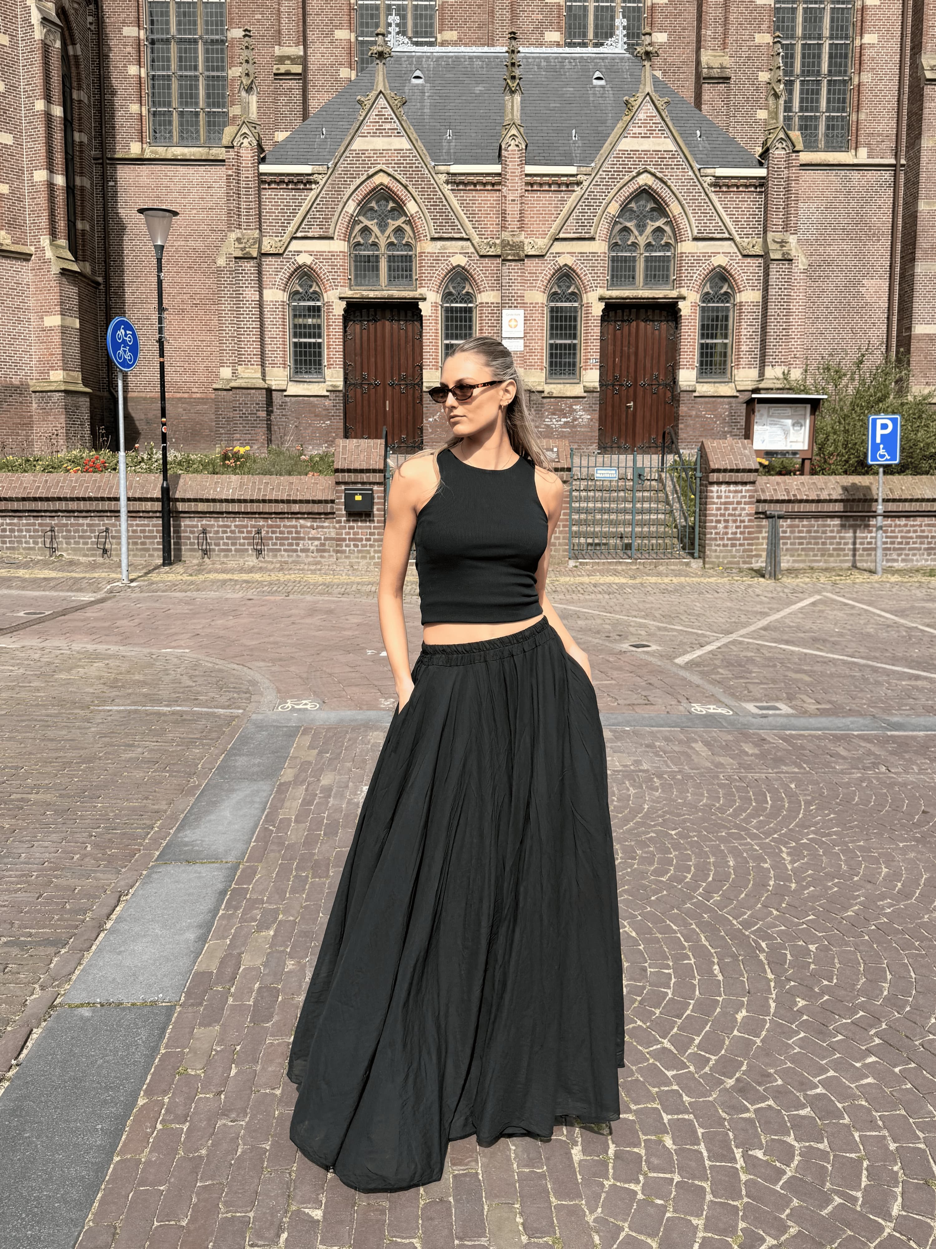 Basic Tank Top Noa | Zwart | Tall | Dubbel gevoerd | Schijnt niet