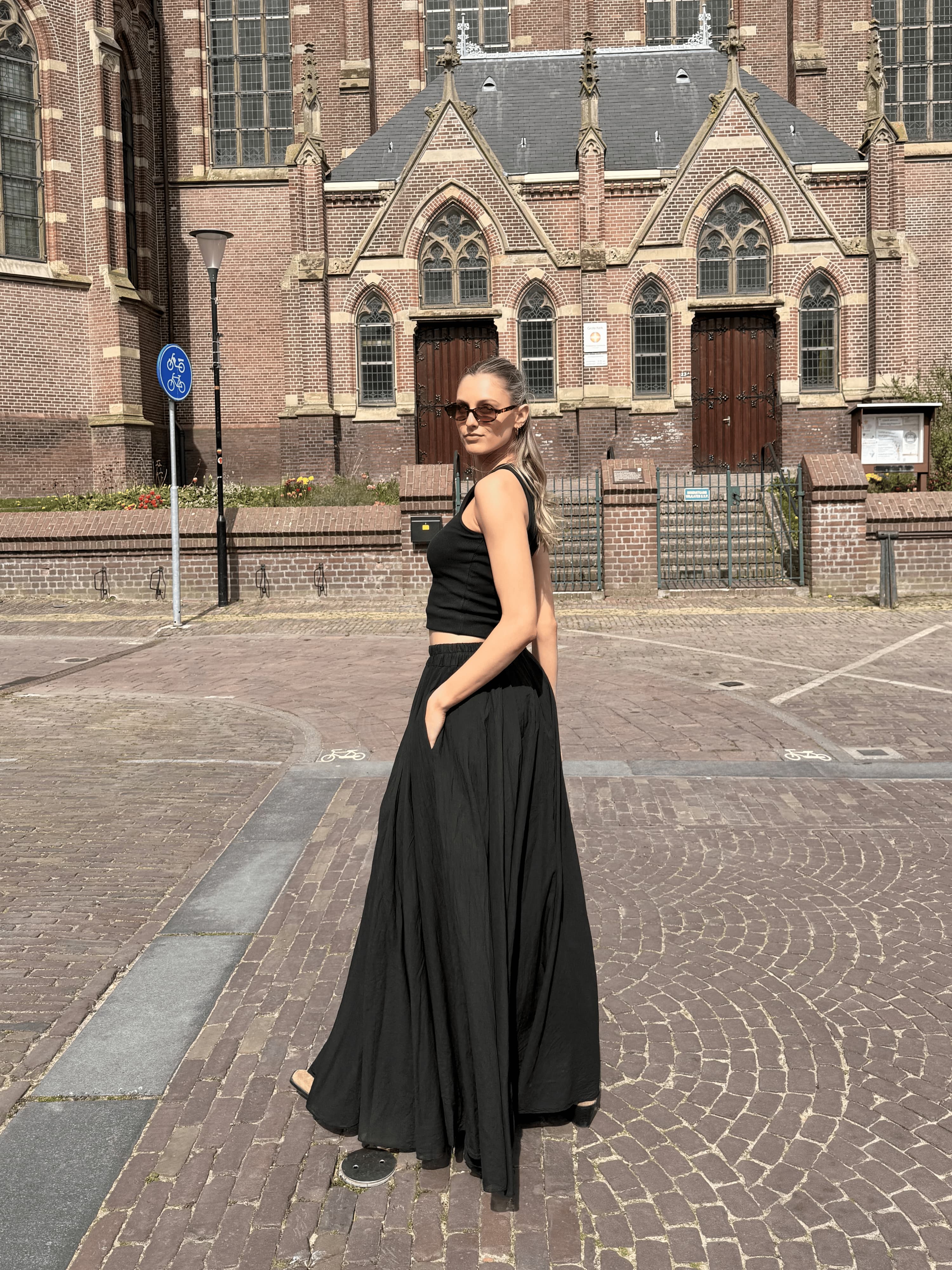 Basic Tank Top Noa | Zwart | Tall | Dubbel gevoerd | Schijnt niet