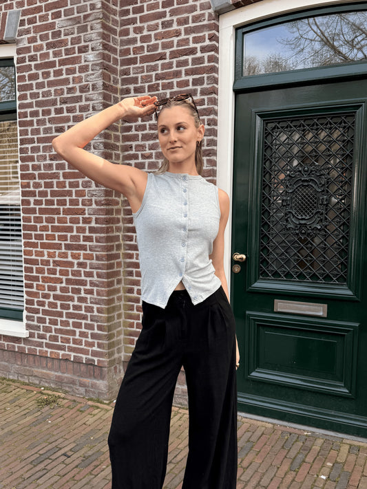 Hazel | Button Tank Top | Grey | Tall
