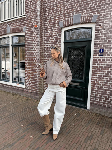 Zoey Barrel Jeans | Mid-waist | White | Stretch | Tall