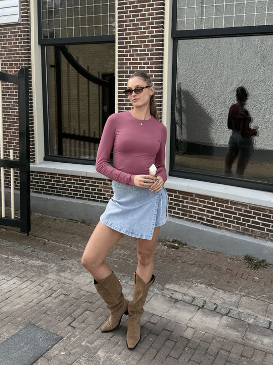 Liza long sleeve top | Mauve pink | Tall