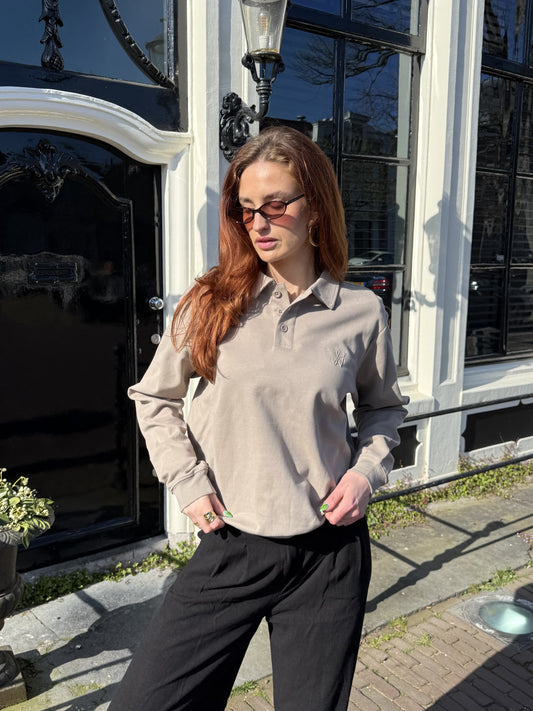 June | Sweater met polokraag | Sage groen | Tall