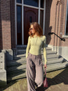 Cilia | Long sleeve top met knopen | Groen | Tall
