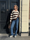 Ella | Knitted sweater | Brown striped | Tall