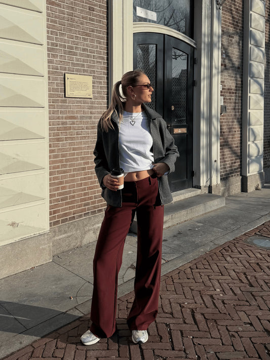 Romi Pantalon | Mid-waist | Bordeaux | Tall