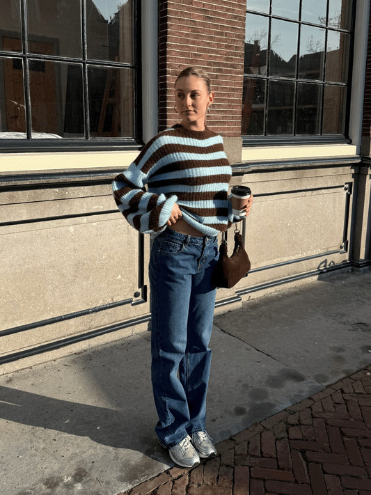 Leah Knit | Gestreept blauw bruin | Tall