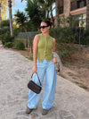 Hazel | Button-down Tank Top | Green | Tall