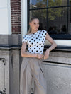 Amber Polkadot top | Wit zwart | Tall