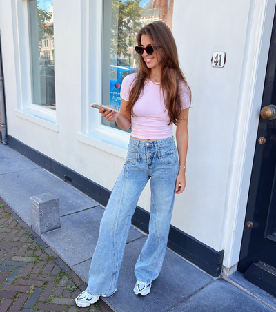 Olivia | Dubbele Wide Leg Jeans | Blue | Tall