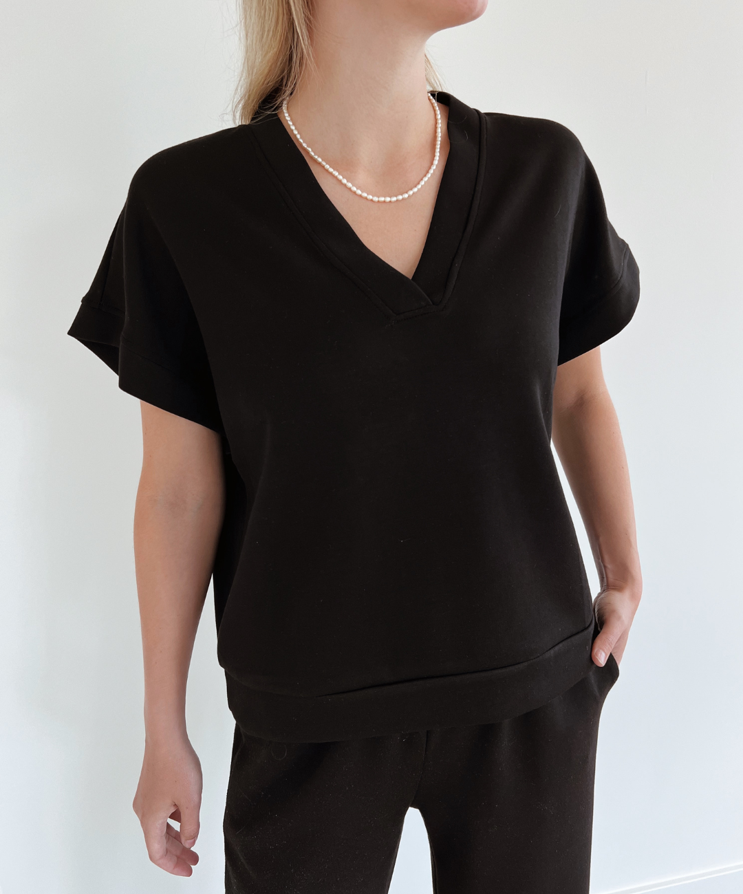 Isabel | Summer jogger top | Tall | Zwart